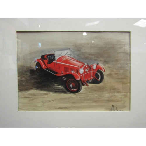 4060 - Anne Holness, two paintings of vintage cars, acrylic and watercolour, signed and monogrammed