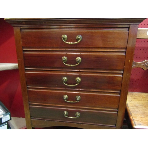 4066 - An Edwardian mahogany 'Henry Stones Patent' music chest of five drop front drawers with under shelf,... 