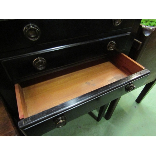 4095 - Circa 1900 an ebonised music cabinet the raised back over four drawers with drop-down fronts over a ... 