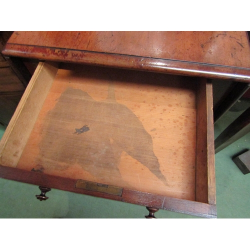 4097 - An early Victorian mahogany drop-leaf lamp table the two faux and two end drawers over turned and ta... 