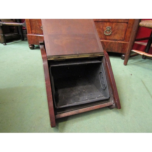 4156 - An Art Nouveau walnut coal scuttle with metal liner and shovel