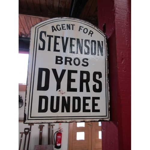 5002 - A double sided enamel sign, Dundee Dye works, 13.5