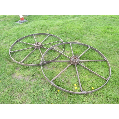 5453 - A pair of all iron implement wheels