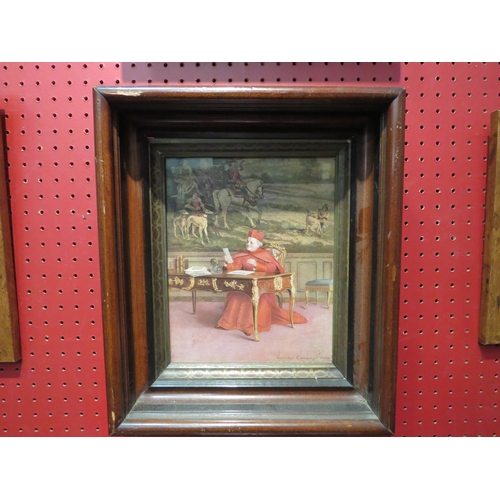 4034 - Two prints after Georges Croegaert depicting interior scenes of cardinals in their finery, in deep-s... 