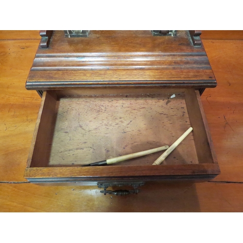 4035 - A 19th Century desk stand with gallery back, inkwells and bone handled quill