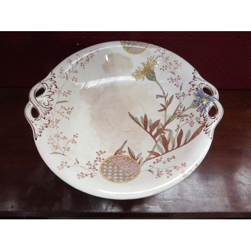 4068 - A Staffordshire ceramic footed tazza with floral garland and petal design, 28cm diameter   (R) £0