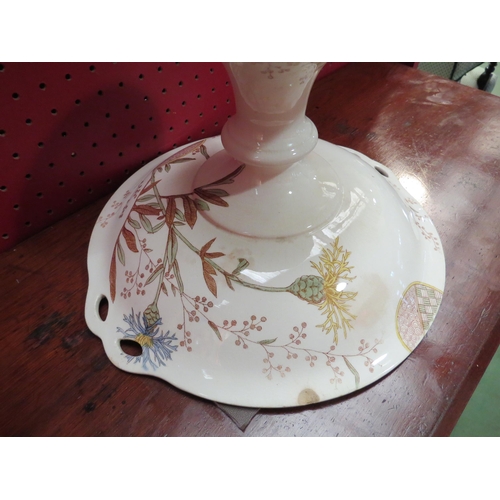 4068 - A Staffordshire ceramic footed tazza with floral garland and petal design, 28cm diameter   (R) £0