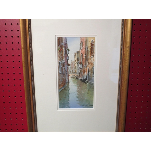 4090 - Two signed coloured prints of Venice and another, framed and glazed (3)