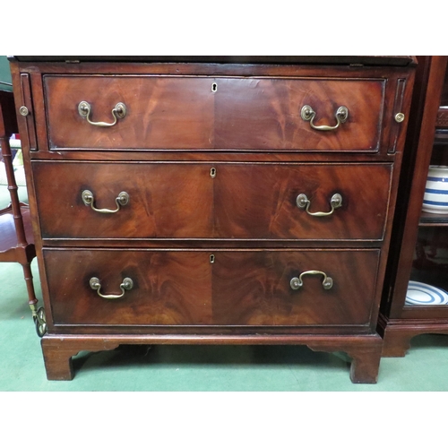 4120 - A late 19th Century mahogany bureau, a/f - lifting veneer to drop flap, 110cm high x 93cm wide x 46c... 