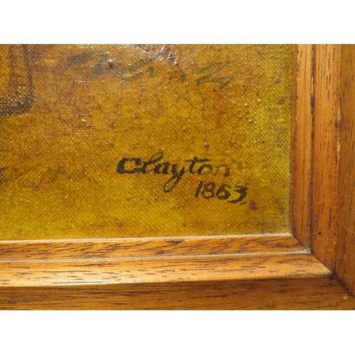 4151 - An oil on canvas depicting a horse with a cropped tail, signed Clayton and dated 1863 lower right, f... 