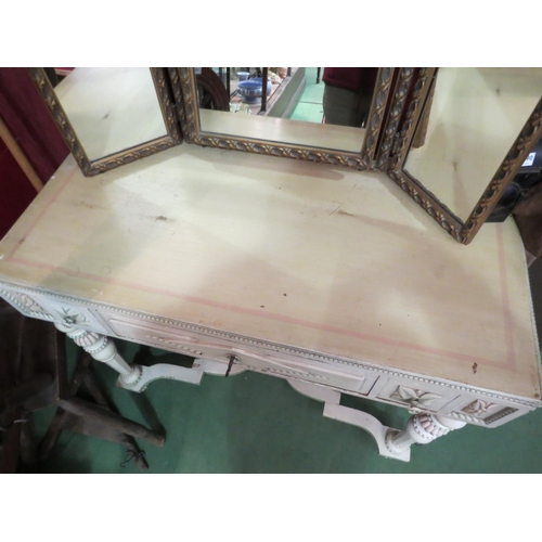 4187 - A dressing table painted by Marquis D'Oisy (paperwork in drawer), 85cm high x 102cm wide x 52cm deep... 