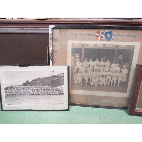 4270 - A small group of framed photographs including young lads football team, oak framed