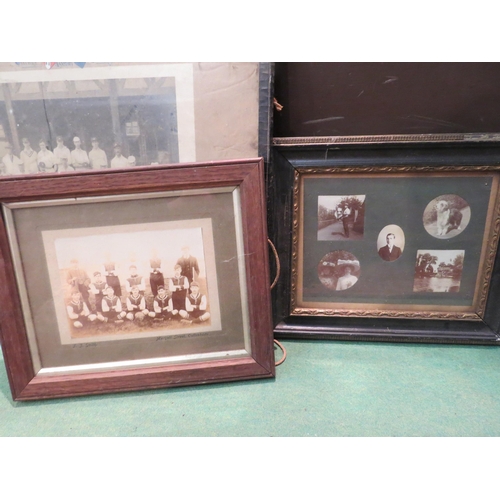 4270 - A small group of framed photographs including young lads football team, oak framed