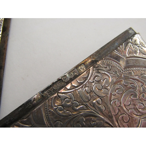 4348 - A silver card case, foliate engraved and with vacant cartouche, Birmingham