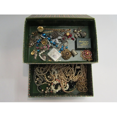 4420 - Two jewellery boxes containing mixed bijouterie including pearl necklaces, brooches etc