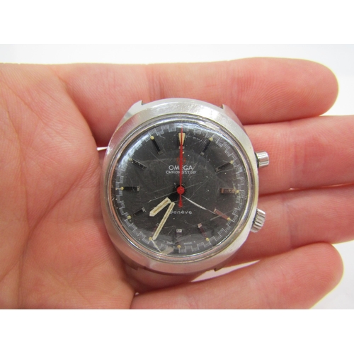 6010 - An Omega chronostop wristwatch, circa 1970's, stainless steel case, grey dial, with red central chro... 