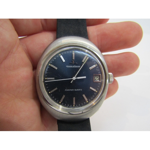 6015 - A Jaeger LeCoultre Master Quartz stainless steel cased gent's wristwatch of oval form with brushed/g... 