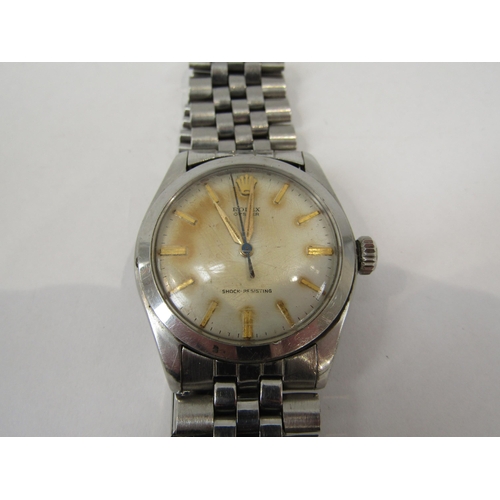 6017 - A Rolex Oyster wrist watch, mid 20th Century, stainless steel case with screw-down Oyster crown, man... 