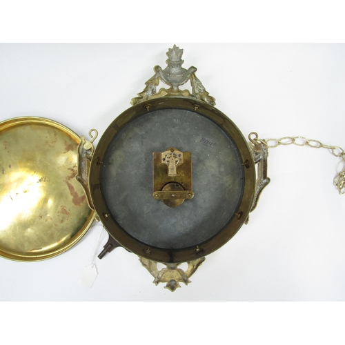 6026 - A late 19th early 20th Century circular hanging wall timepiece, 25cm x 36cm, Japy Freres 7-day movem... 