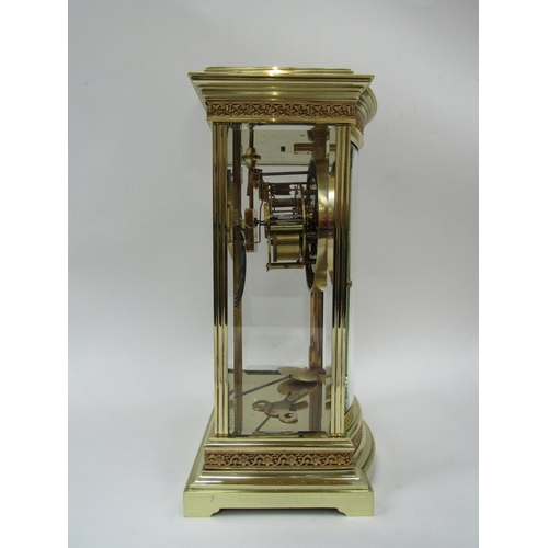 6029 - A Mid to late 19th Century French (AD Mougin) brass four glass mantel clock with bowed glass front d... 