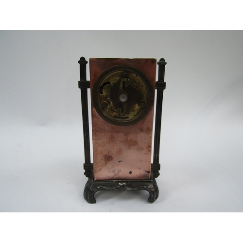 6032 - A Junghams copper cased desk timepiece circa 1910, one day spring driven movement, 18cm x 10cm, also... 