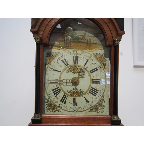 6035 - A Dutch Staartklok (tail clock) with painted dial, weight driven movement, circa 1850 with later hoo... 