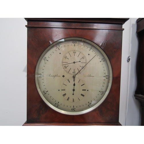 6039 - A 19th Century mahogany floor standing regulator with silvered circular dial, signed Rampton, Alton.... 