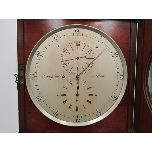 6039 - A 19th Century mahogany floor standing regulator with silvered circular dial, signed Rampton, Alton.... 