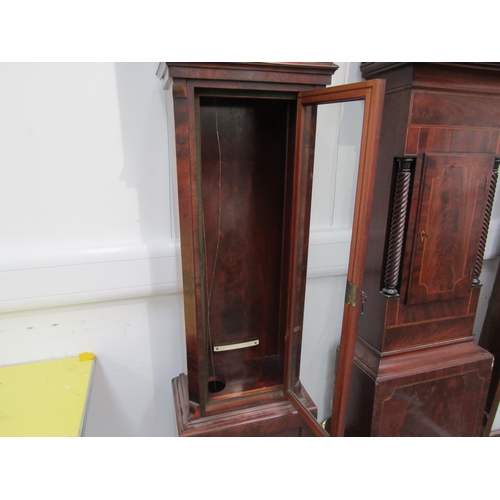 6039 - A 19th Century mahogany floor standing regulator with silvered circular dial, signed Rampton, Alton.... 