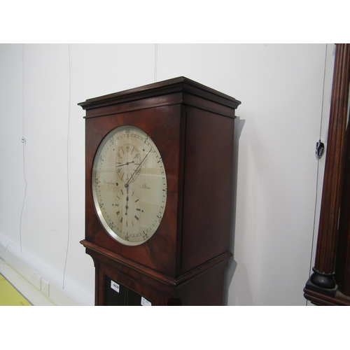 6039 - A 19th Century mahogany floor standing regulator with silvered circular dial, signed Rampton, Alton.... 