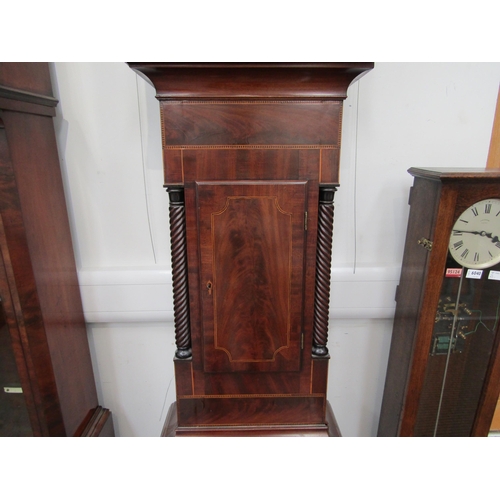 6043 - A William Latch of Newport long case clock with Roman dial, second subsidiary, calendar wheel, the c... 