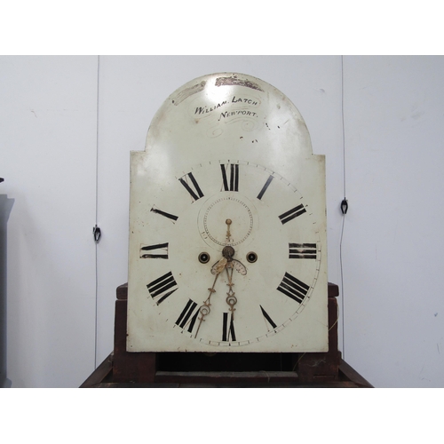 6043 - A William Latch of Newport long case clock with Roman dial, second subsidiary, calendar wheel, the c... 