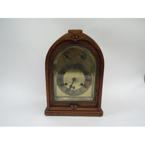 6073 - An early 20th Century Gustav Becker striking and chiming mantel clock in walnut case (minute hand mi... 