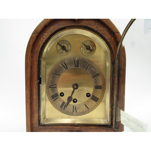 6073 - An early 20th Century Gustav Becker striking and chiming mantel clock in walnut case (minute hand mi... 