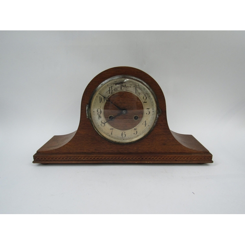 6074 - Two Napoleon hat form striking mantel clocks with German movements (2)