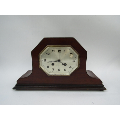 6074 - Two Napoleon hat form striking mantel clocks with German movements (2)