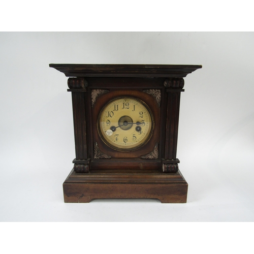 6075 - Two architectural design striking mantel clocks with German movements (2)