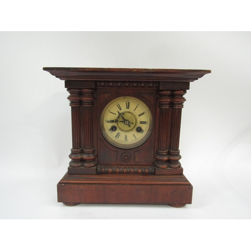 6075 - Two architectural design striking mantel clocks with German movements (2)