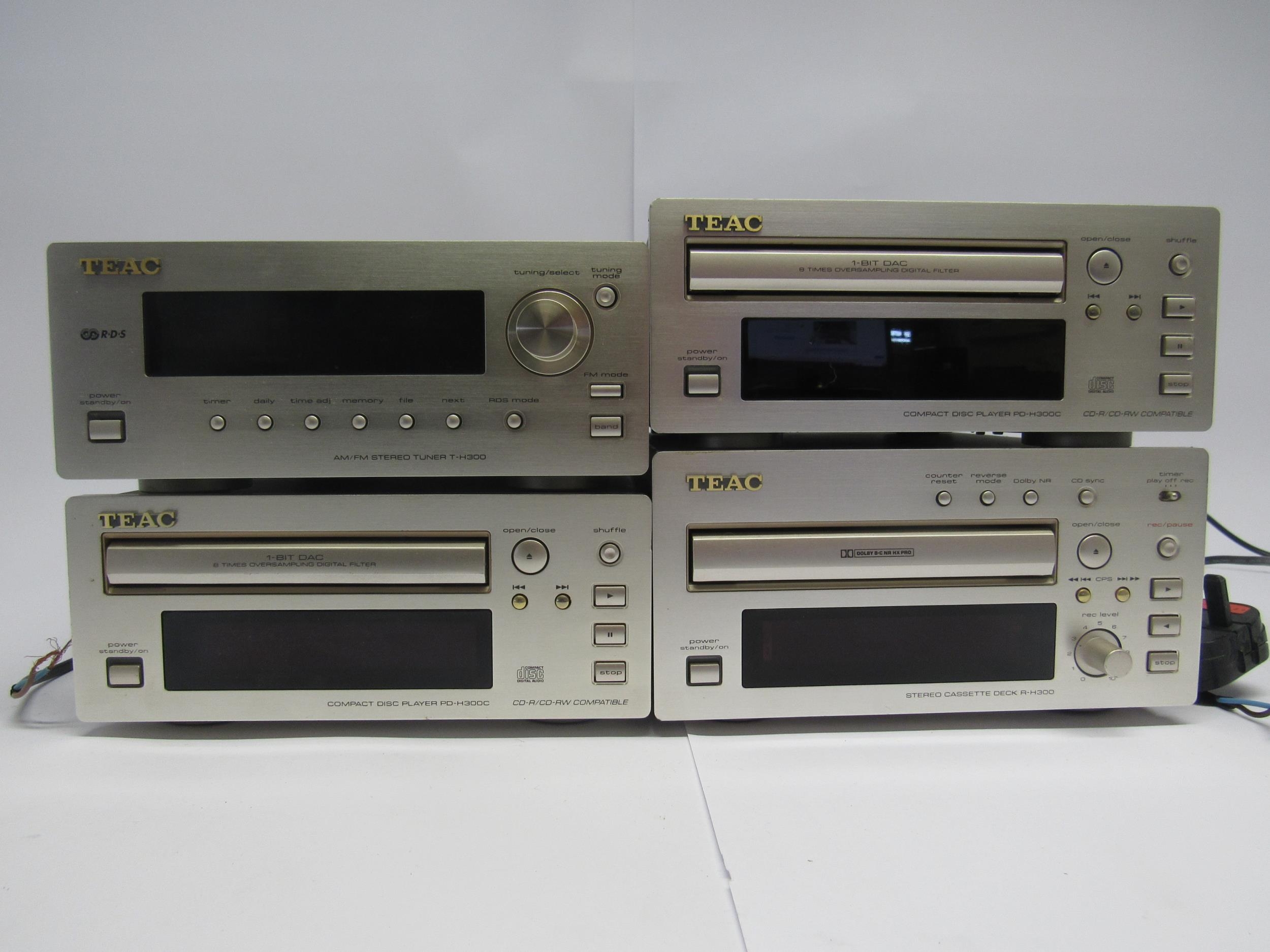 Four TEAC mini hi-fi components comprising PD-H300C CD