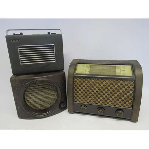 8450 - A G.E.C. BC5444 valve radio, Radio Rentals Bakelite cased speaker and a Hacker VHF Herald portable t... 