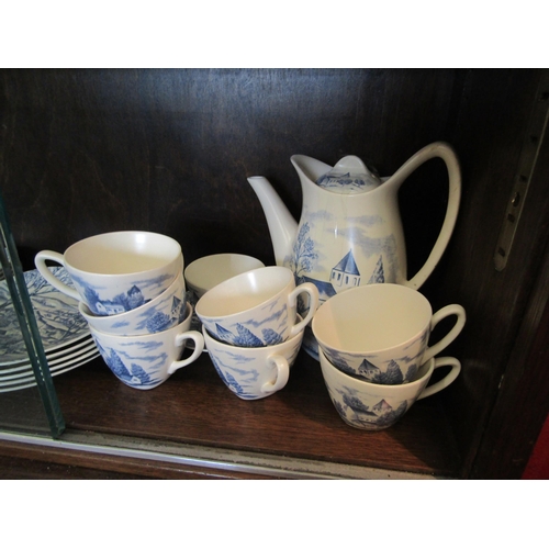 1082 - A Midwinter part dinner and coffee service in blue and white designed by Jessie Tait     (E) £8-12