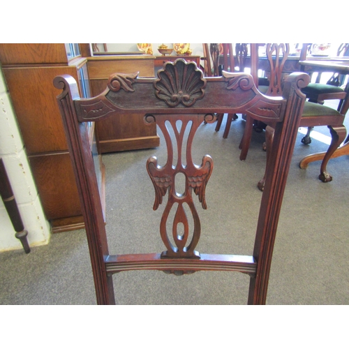 1084 - A late Victorian nursing chair with highly decorative silk needlework, butterfly and branch upholste... 