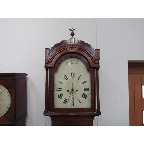 9005 - A William Latch of Newport long case clock with Roman dial, second subsidiary, calendar wheel, the c... 