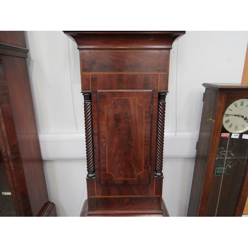 9005 - A William Latch of Newport long case clock with Roman dial, second subsidiary, calendar wheel, the c... 