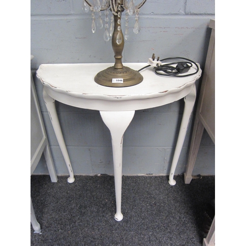 1047 - A painted semi-circular piecrust table
