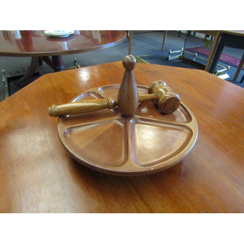 1094 - A Japanese musical Lazy Susan together with an auctioneers gavel (2)