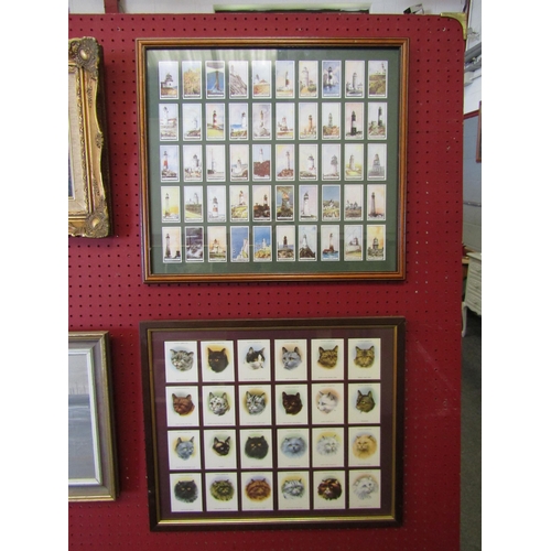 1104 - Two framed and glazed cigarette card displays, Lighthouses and Cats productions     (E) £10-20