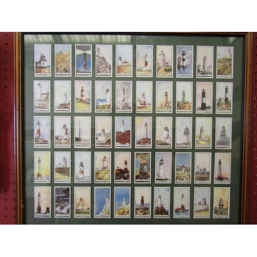 1104 - Two framed and glazed cigarette card displays, Lighthouses and Cats productions     (E) £10-20