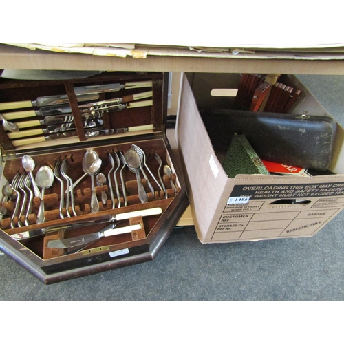 1456 - A canteen of cutlery and box of associated items