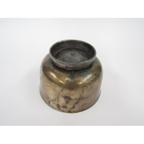 9015 - A Chinese bronze footed bowl, plain design, 13.5cm diameter, 9cm tall  (R)  £60
